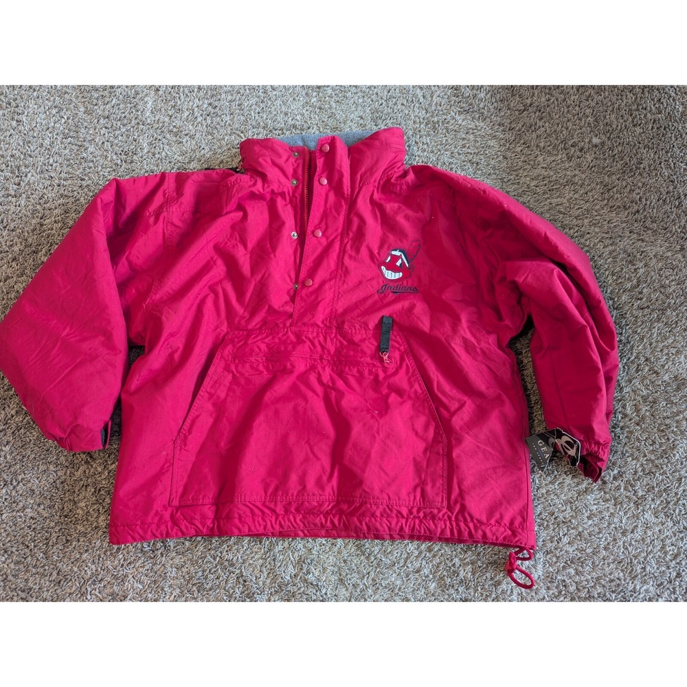 New!! Vintage Men's 90's Cleveland Indians Starter 1/4 Zip Winter Jacket Size L